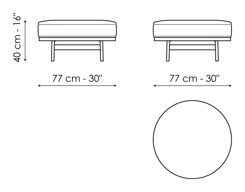 Neuilly Ottoman by Bonaldo, size drawing: Neuilly pouf Ø77