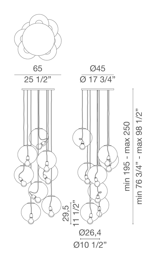 Meltdown Lamp by Cappellini, size drawing: PO_1303