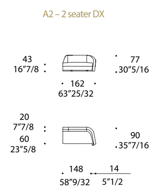 Stratum Sofa by Reflex, size drawing 1