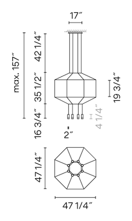 Wireflow Pendant Lamp by Vibia, size drawing: Model 0300