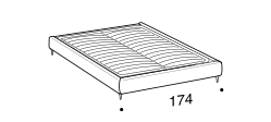 Otello Bed by Ditre Italia, size drawing: AIR bed base for 160x200 cm mattress