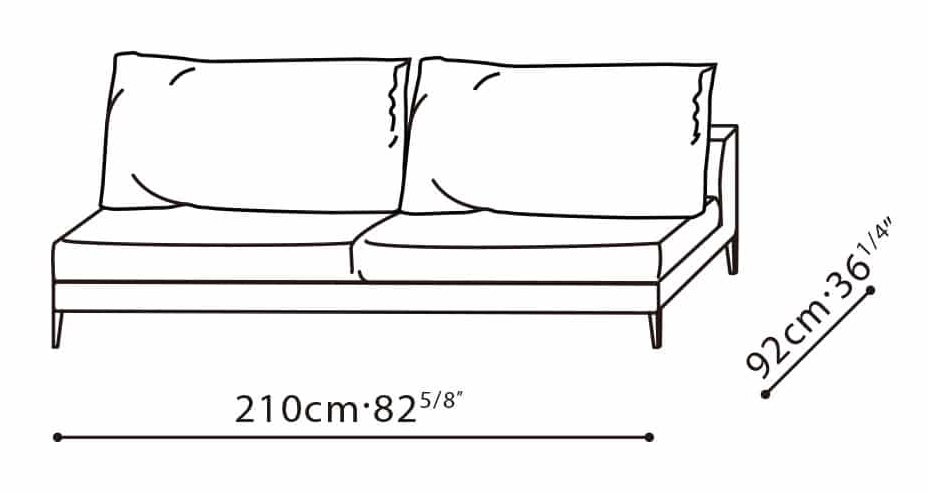Notting Sofa by Camerich, size drawing: C01D0103