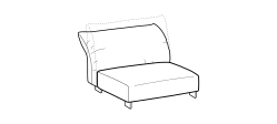 Blum Sofa by Ditre Italia, size drawing: 1-seat maxi central element