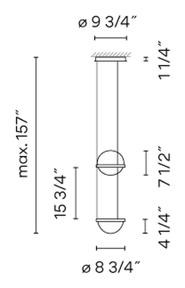 Palma Lighting Collection by Vibia, size drawing: Model 3724