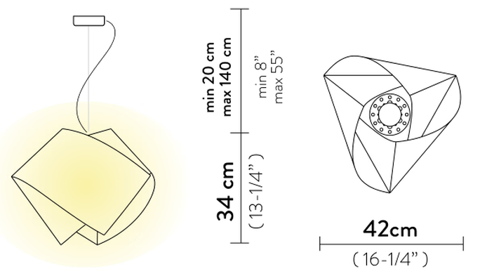Gemmy Pendant Lamp by Slamp, size drawing