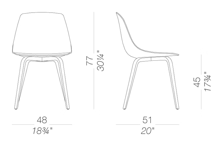 Miunn S164 Chair by LaPalma, size drawing