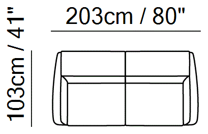 Notturno Sofa Bed by Natuzzi Italia: Three-seater sofa, outline drawing with sizes