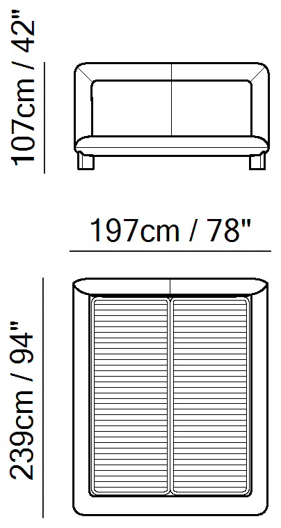 Flow Bed by Natuzzi Italia: Bed with split mesh electric 160X200, outline drawing with sizes