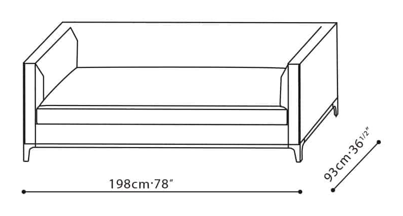 Crescent Sofa by Camerich, size drawing: C0102102