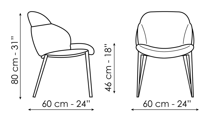 My Way Chair by Bonaldo, size drawing: My way large