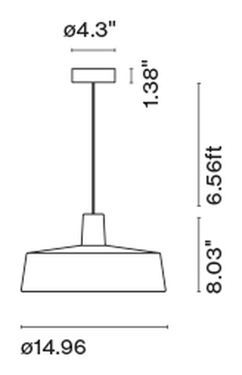 Soho Pendant Lamp Outdoor by Marset, size drawing: Soho 38