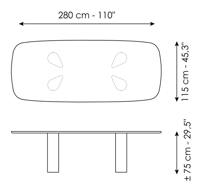 Geometric Dining Table by Bonaldo, size drawing 4