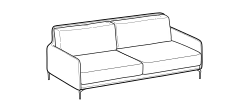 Krisby Sofa by Ditre Italia, size drawing: 3-seat sofa