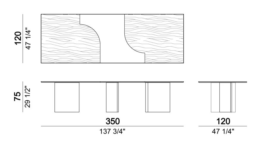 Millennium Dining Table by Arketipo, size drawing 3
