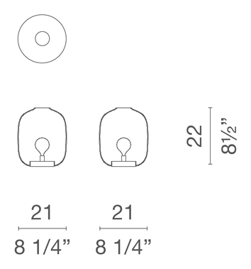 Arya Lamp by Cappellini, size drawing: PO_2002A