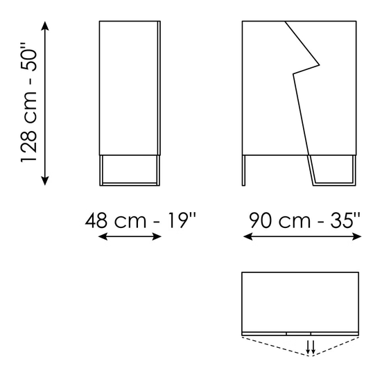 Doppler K Sideboard by Bonaldo, size drawing: Doppler K Sideboard high
