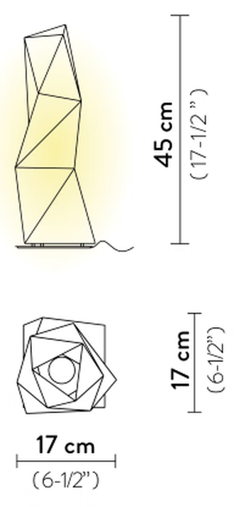 Diamond Table Lamp by Slamp, size drawing