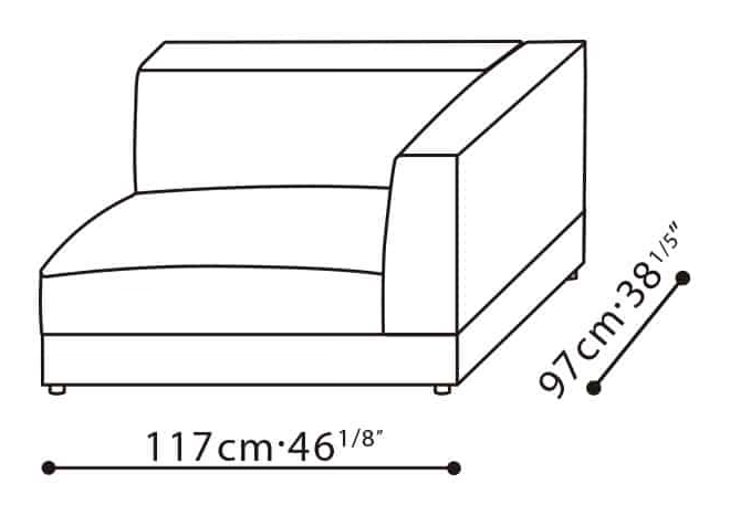 Nature Sofa by Camerich, size drawing: C01E0602