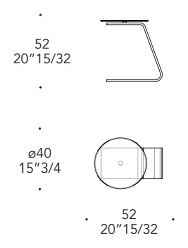 Oh 55 Side Table by Reflex, size drawing