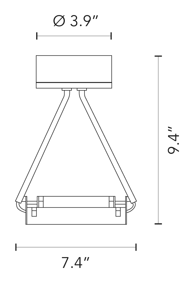 Scintilla Pendant Lamp by Fontana Arte, size drawing