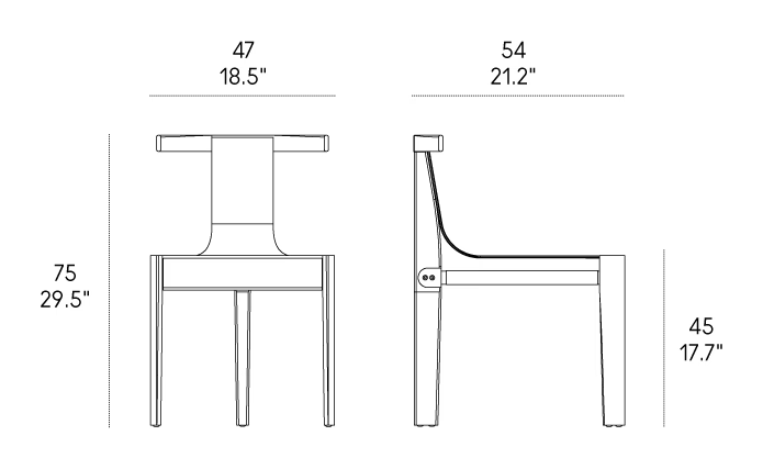 Pablita Chair by Casamania, size drawing