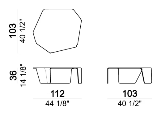 Chimera Coffee Table by Arketipo, size drawing: Coffee Table
