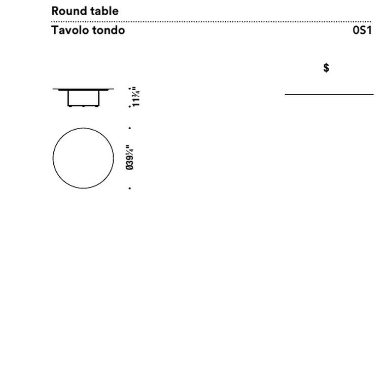 Galaxy Coffee Table by Moroso, size drawing: Round table