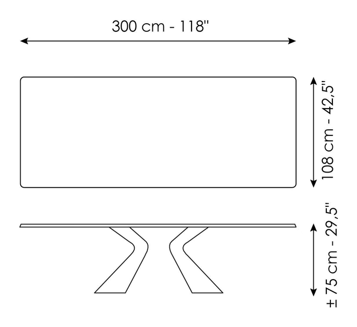 Prora Extendable Dining Table by Bonaldo, size drawing 4