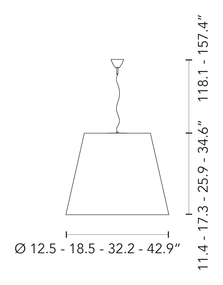 Amax Pendant Lamp by Fontana Arte, size drawing