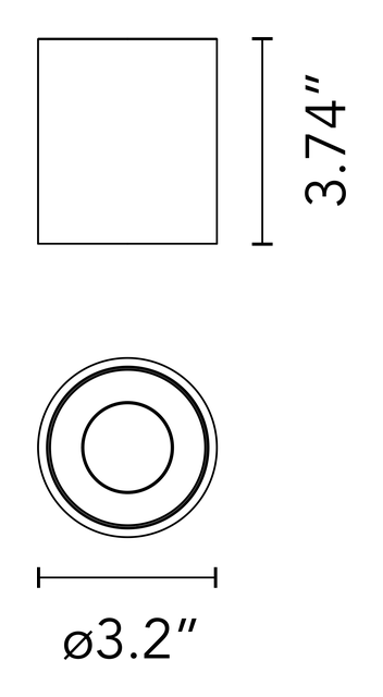 Kap 80 Surface JA8 Downlight by Flos, size drawing: Kap 80 Surface Round