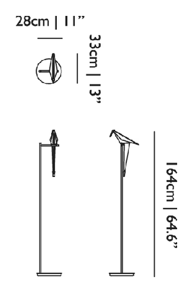 Perch Light Floor Lamp by Moooi, size drawing