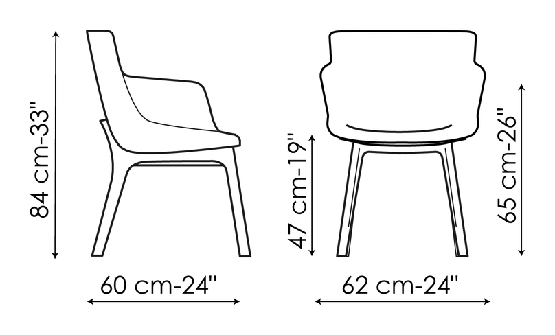 Artika Chair by Bonaldo, size drawing: Miss Artika Wood