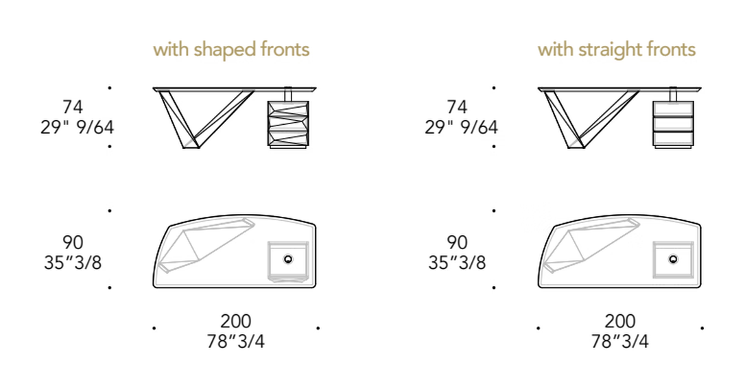 Prisma Steel Scrivania Desk by Reflex, size drawing 2