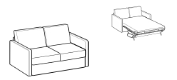 Freedom 2.0 Sofa Bed by Ditre Italia, size drawing: 2-seater sofa bed
