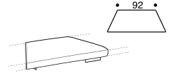 Papilo Sofa by Ditre Italia, size drawing: Trapezoid base with wide front