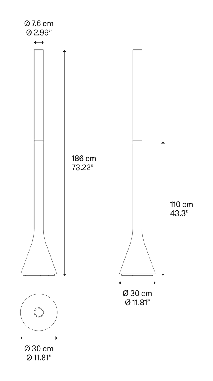 Croma Floor Lamp by Lodes, size drawing