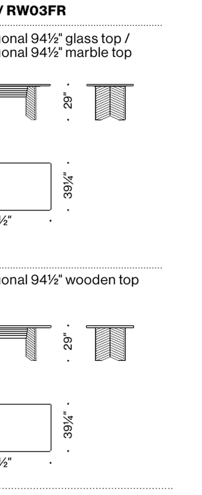 Rows Dining Table by Moroso, size drawing 8