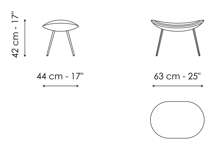 Lock Armchair by Bonaldo, size drawing: Footrest