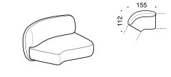 Nube Sofa by Ditre Italia, size drawing: Open corner