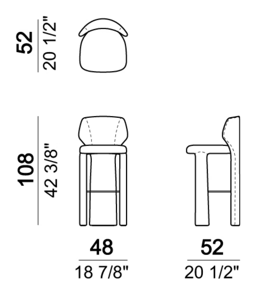 Sienna Stool by Arketipo, size drawing