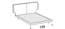 Skin Bed by Ditre Italia, size drawing: King size bed for 193x203 mattress