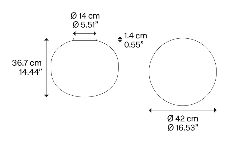 Volum Ceiling Lamp by Lodes, size drawing: Volum 42 Ceiling