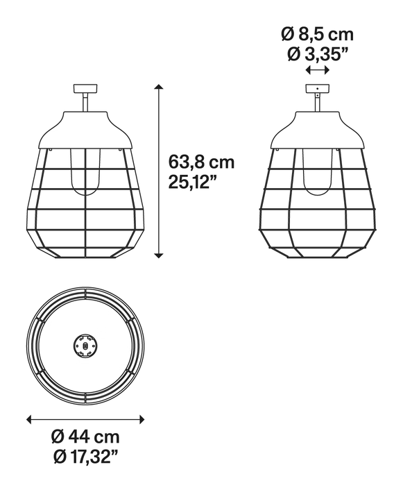 Stitch by Lodes, size drawing: Stitch Medium Ceiling