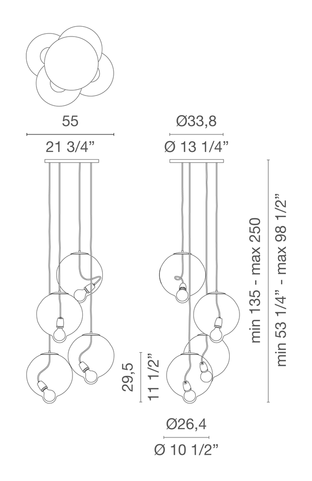 Meltdown Lamp by Cappellini, size drawing: PO_1302