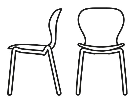 Ops! Chair Upholstered, Metal Legs by Connubia, size drawing