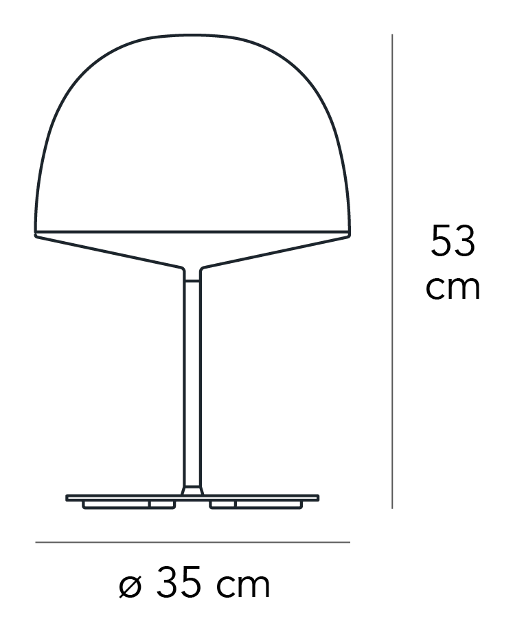 Cheshire Table Lamp by Fontana Arte, size drawing