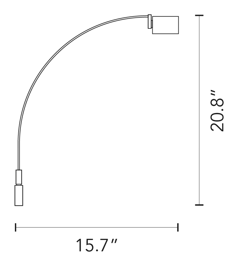 Falena Wall Lamp by Fontana Arte, size drawing
