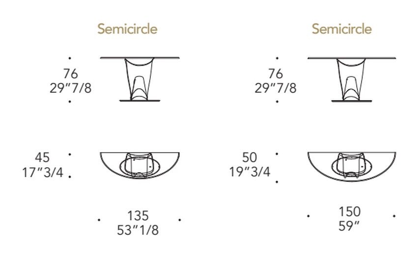 Parentesis Console by Reflex, size drawing