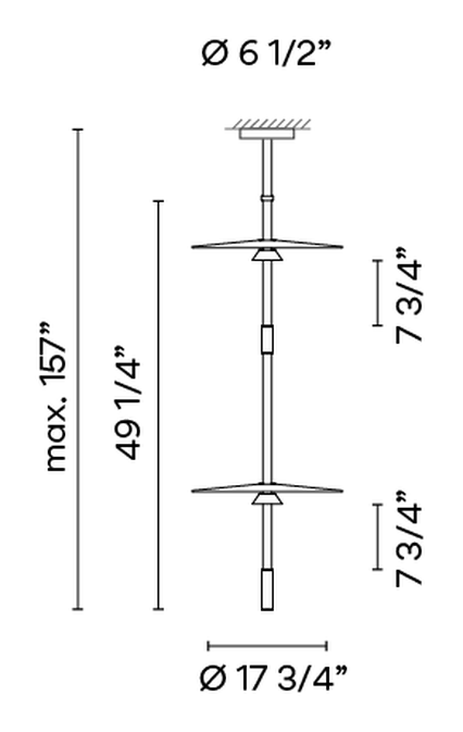 Flamingo Mini Pendant Lamp by Vibia, size drawing: Model 1590