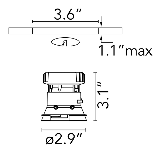Kap 80 IC Rated JA8 Downlight by Flos, size drawing: Kap Ø 80 Fixed